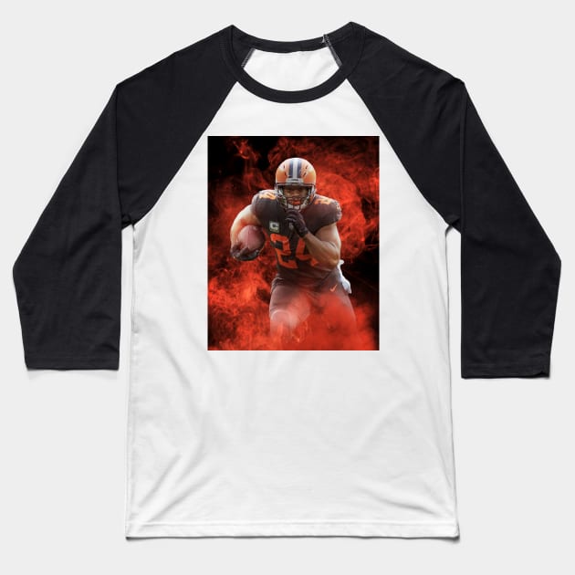 Nick Chubb Cleveland Sports Art Baseball T-Shirt by JRoseGraphics